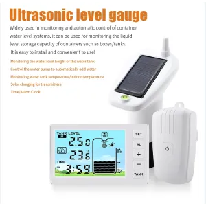 Ultrasonic Level Sensor Ultrasonic Water Tank Liquid Depth Level Meter Sensor Liquid Level Sensor with Temperature Display Water Level Gauge Automatic Water Addition