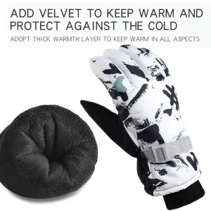 Unisex PLeather Waterproof Ski Gloves Anti-slip Touch Screen Motorcycle Cycling Fleece Warm Snow Sports Snowboard Winter Gloves