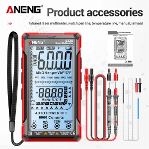 ANENG 622A Digital Smart Multimeter 10A Tester Meter Auto Range True RMS DC/AC 6000 Multitester With Laser Lamp Capacitance Ohm