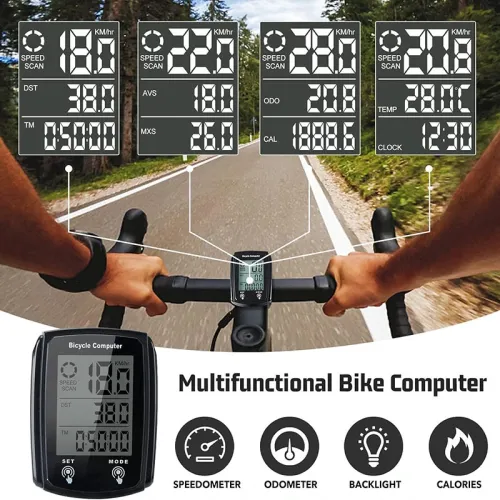 CanssesCNBicycle Speedometer Wired Touchscreen Waterproof 80g LightweightBike Computer Backlit for Day/Night Cycling