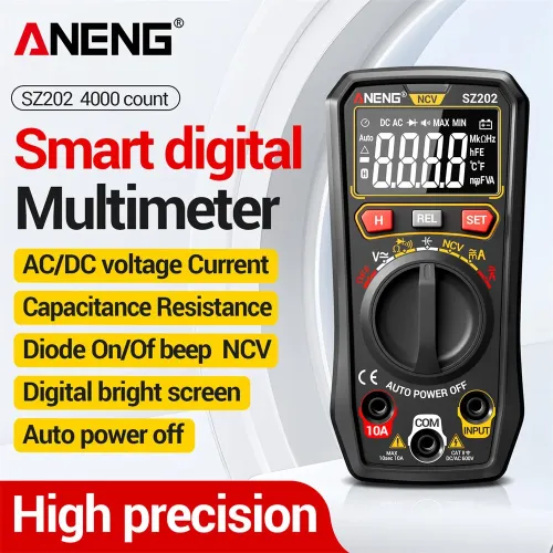 ANENG SZ202 Smart Digital Multimeter 4000 Counts Auto Range AC DC Voltage Current Resistance Capacitance NCV Detection Data Retention Auto Power Off Bright Screen