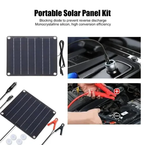IPRee 12V 10W Waterproof Solar Panel Kit Efficient Power Supply for Cars and Motorcycles for Camping and Outdoor