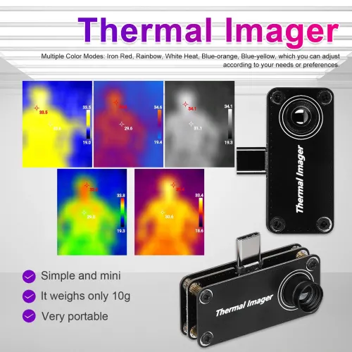 TIOP01 32*32 Resolution Infrared Thermal Imager -20~1000C Multifunction Temperature Measurement Type-C Interface for Android