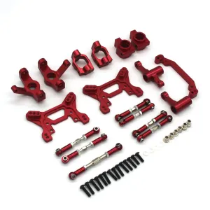 Upgraded Metal Parts Steering Cup Wheel Seat C Hubs Shock Plate Linkage Rod Set for Wltoys 104072 1/10 RC Car Vehicles Models Spare Accessories