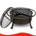 SINGLYFIRE 36 Inch Fire Pit Large Outdoor Wood Burning Crossweave firepit Heavy Duty Steel Bronze Pit for Patio Backyard Garden with BBQ Grate/ Spark Screen / Log Grate / Poker