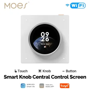 MOES Tuya WiFi Smart Knob Central Control Screen Touch Rotate 3 Relays 4 Buttons Programmable Scene Switch