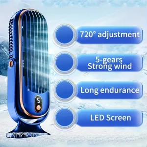 Powerful Desktop Tower Fan 5-Speed Adjustable Desktop Fan With Silent Operation 1200mah Rechargeable Battery Cool Indoors for Home Office