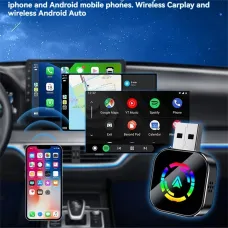 LAESD Wireless CarPlay Adapter Plug and Play Connection Stable WiFi Bluetooth 5.0 Sync Phone Voice Control CarPlay Android Auto