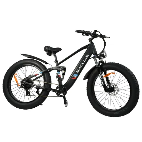 USA Direct BAOLUJIDP2615 48V 12AH 500W Top Speed 25KM/H 26*4.0inch Electric Bicycle 30-40KM Max Mileage 120KG Payload Electric Bike Recommended