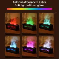 Kinscoter Fireplace Air Humidifier Waterless 150ml Water Tank Auto-Off Aroma Essential Oil Diffuser with LED Light & Remote Control for Home Gift
