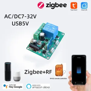 Tuya 7-32V Smart Zigbe Switch Mini RF Module Timing/Schedule Function Smart Scene Application APP Remote Monitor Voice Control with Alexa Google Home