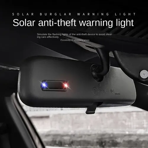 Car Mini LED Solar Power Warning Light Night Security Simulated Alarm Wireless Anti-theft Lamp Strobe Dummy Alarm Lamp for Car Motorcycle Bike