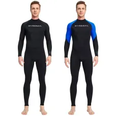 DIVE&SAIL UPF50+ Men's One Piece Long Sleeve Wetsuit UV Protection Soft Skin-Friendly Breathable Quick Dry Diving Suit Set Suitable for Swimming Snorkeling Surfing