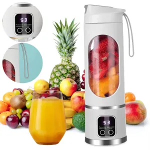 450ml Portable Juicer Cup 12 Blade Head USB Charging Mini Blender Electric Juicer 3 Gears Double Cover Fruit Mixer