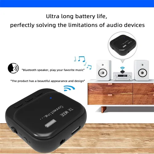 Bluetooth 5.2 Receiver Transmitter 2 in 1 RX TX Mode Low Latency LED Display Dual Device Pairing 300mAh Battery for Car Music Hands Free Calls