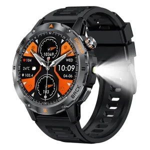 YK06 1.53inch HD Screen LED Flashlight Compass 40 Days Battery Life bluetooth Call Heart Rate Blood Pressure Blood Oxygen Monitor Sleep Monitoring Multi-sport Modes IP68 Waterproof Smart Watch