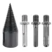 2PC Wood Splitter Firewood Drill-Bit Kindling Log Splitter Heavy Duty Electric Splitting Drills 42mm Screw Cracker Removable Cone Driver Hex Shank Square Round Handle