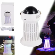 Mosquito Zapper 2000mAh With Music Box and Projector Lamp Long-lasting Battery 360 degrees Protection 3-in-1 Design Indoor and Outdoor Mosquito Killer with LED Flashlight for Camping Picnic