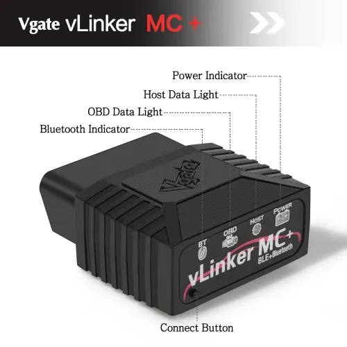 Vgate VLinker MC / MC+ Bluetooth BT3.0 / BT4.0 OBD2 Diagnostic Scanner Single Wire CAN(GMLAN) Medium Speed CAN(MS-CAN)