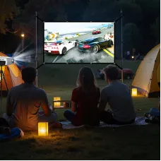 100/120 Inch V Buckle Extension Portable Projector Screen 16:9 4K Compatible 160 Wide Viewing Angle HD Outdoor Indoor Easy Setup Washable Projection Screen for Home Theater Backyard