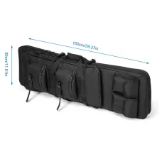 Tactical Gear PB251 Gun Bag 100x30CM Water Resistant Oxford Cloth Multi Compartments Lightweight Expandable Storage Heavy Duty Outdoor Backpack Black Khaki