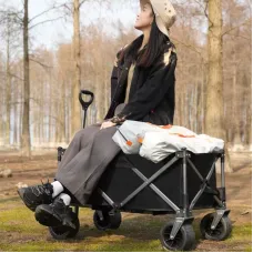 Xmund Big Tank Wheels Beach Wagon Sand with 360 Degree Rotation Dual Brake Wheel Large Capacity Foldable Cart Garden Outdoor Picnic