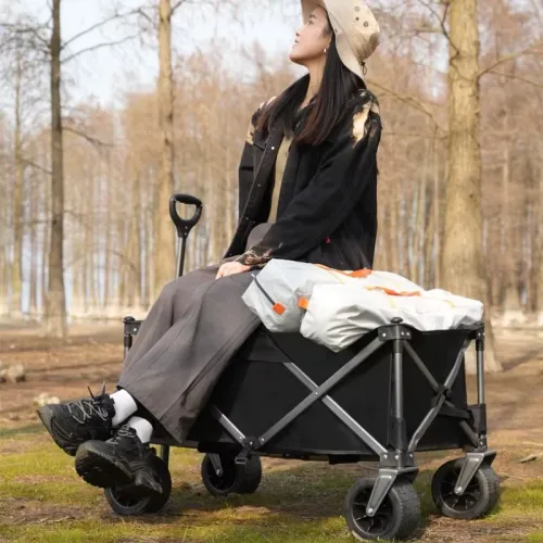 Xmund Big Tank Wheels Beach Wagon Sand with 360 Degree Rotation Dual Brake Wheel Large Capacity Foldable Cart Garden Outdoor Picnic