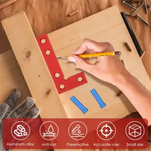 Small Square Center Finder Tool Compact 50x100mm Aluminum Alloy Mini Square Ruler Precise 90 Marking Center Finder