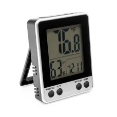 LCD Digital Electronic Temperature Humidity Meter Thermometer Hygrometer Alarm Clock 12/24hrs Display
