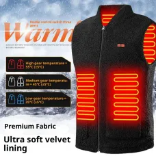 TENGOO HV-08 Heated Vest 8 Heating Areas USB Charging 3 Gear Temperature Control Plush Windproof Outdoor Winter Warm Clothing