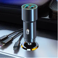100W Car Charger Dual USB Super Fast Quik Charging Car Lighter One To Three With Wire Metal