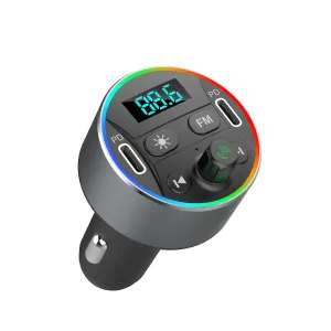 T69 bluetooth V5.0 FM Transmitter Dual 20W PD Car Charger 9 Colors Backlit Light Digital Display Hands-free Calls Voice Control MP3 Music Player Car Kit