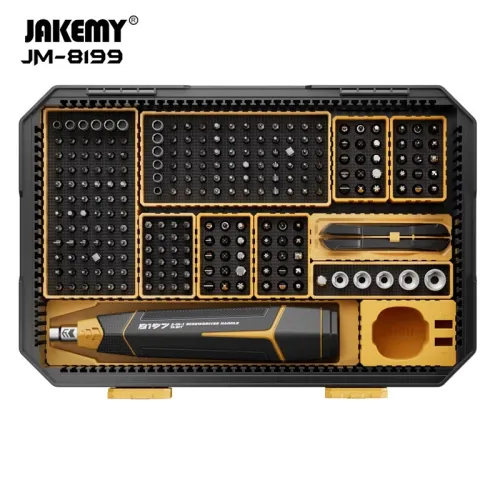 Jakemy JM-8198/135pcs JM-8199/257pcs Repair Tool Kit CR-V Steel Micro Screwdriver Bits Modular Handle Design Universal Compatibility