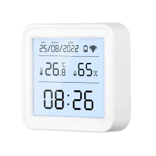 Tuya TH08 Wi-Fi Zigbe Temperature Humidity Sensor Hygrometer Wireless Alexa Google Compatible Backlight Feature Low Battery Reminder Remote Home Monitoring 24H Time Display