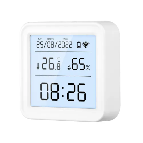 Tuya TH08 Wi-Fi Zigbe Temperature Humidity Sensor Hygrometer Wireless Alexa Google Compatible Backlight Feature Low Battery Reminder Remote Home Monitoring 24H Time Display