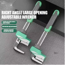 Heavy Duty Adjustable Plumbing Tool High Carbon Steel Right Angle Wrench 80mm Jaw Non Slip Repair Hand Tool