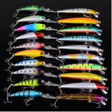 ZANLUR20pcs Set 3Eyes Bass Shape Fishing Crankbait Kit Hard Lures Freshwater Saltwater Japan Sea Fishing Lures