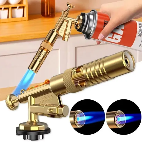 High-Temperature Flame Nozzle 1300C Portable Welding Gas Torch Butane Burner Electronic Ignition Adjustable Flame Outdoor BBQ Kitchen Tool