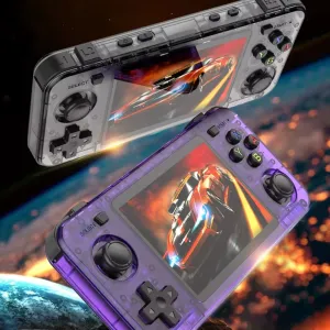 R36H 128GB 3.5-inch IPS Screen Handheld Game Console RK3326 Quad-Core Built-in 30000+ Games Dual Joysticks Linux System 10+ Emulators 3000mAh Battery Portable Classic Gaming Console