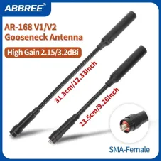 ABBREE AR-168 V1/V2 Gooseneck Tactical Antenna Dual Band VHF/UHF 144/430MHz High Gain SMA-Female for Baofeng UV-5R UV-K5 Walkie Talkie Accessory