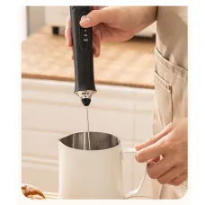 Comfook Rechargeable Handheld Milk Frother with 3 Speed Settings 3 Whisk Heads for Coffee, Egg & Baking