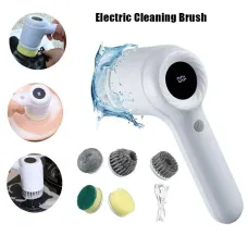 Electric Spin Scrubber Rechargeable Cleaning Brush IPX7 Waterproof 120 Min Work Time with 5 Brush Heads USB Charging for Bathroom Kitchen Basin