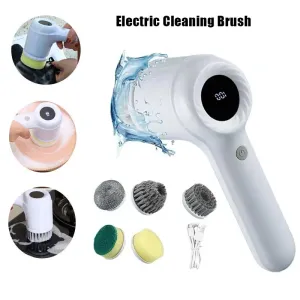Electric Spin Scrubber Rechargeable Cleaning Brush IPX7 Waterproof 120 Min Work Time with 5 Brush Heads USB Charging for Bathroom Kitchen Basin