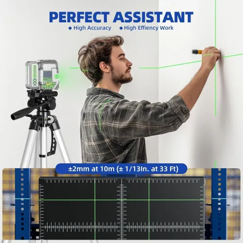 Huepar Pro GK011SG Self Leveling Laser Level Green Cross Line 505-520nm Rechargeable Battery 30m Range Pulse Mode IP54 Waterproof Construction Tool