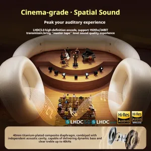 Edifier Evo Space bluetooth Headphone Gaming Headset ANC -45dB Depth Active Noise Canelling DNN Call Noise Reduction 40mm Titanium-plated Composite Diaphragm Hi-Res LHDC5.0 Audio 93H Playback Support Wired Connection Headphones with Mic