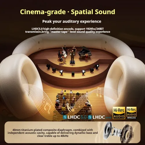 Edifier Evo Space bluetooth Headphone Gaming Headset ANC -45dB Depth Active Noise Canelling DNN Call Noise Reduction 40mm Titanium-plated Composite Diaphragm Hi-Res LHDC5.0 Audio 93H Playback Support Wired Connection Headphones with Mic