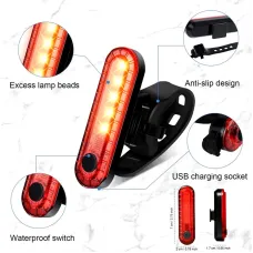 BIKIGHBike Taillight 650mAh Battery USB Rechargeable Red LEBright Rear Light Waterproof Easy to Install Bicycle Light for Safety Cycling