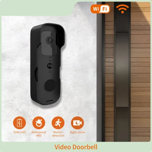 Staniot 1080P Video Black Doorbell WiFi Outdoor Waterproof Camera Two-Way Audio Tuya Smart APP 5200mAh Battery Home Security Doorbell