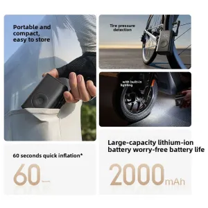 Xiaomi Mijia Home Portable Air Pump 3 - 150PSInflation, 2000mAh, 240g Ultra-Light, Preset Accurate Pressure and Micro-margin display, Suitable for Xiaomi SU7,YU7,SU7 Pro Car