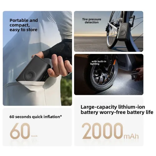 Xiaomi Mijia Home Portable Air Pump 3 - 150PSInflation, 2000mAh, 240g Ultra-Light, Preset Accurate Pressure and Micro-margin display, Suitable for Xiaomi SU7,YU7,SU7 Pro Car